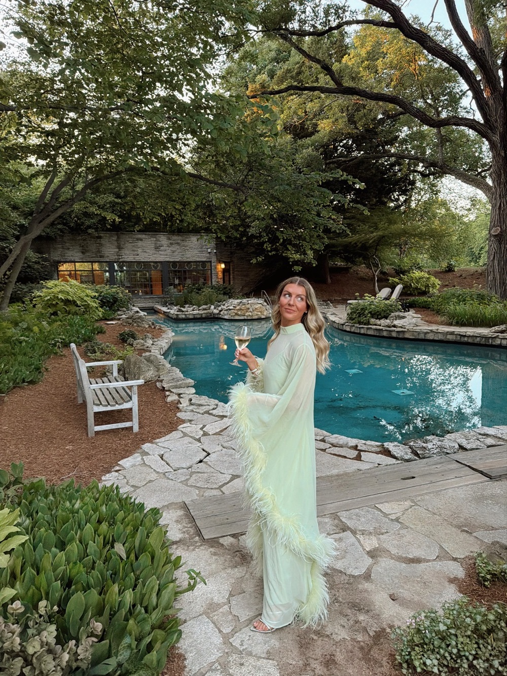 Light Green Feather-Trimmed Holiday Cover-Up